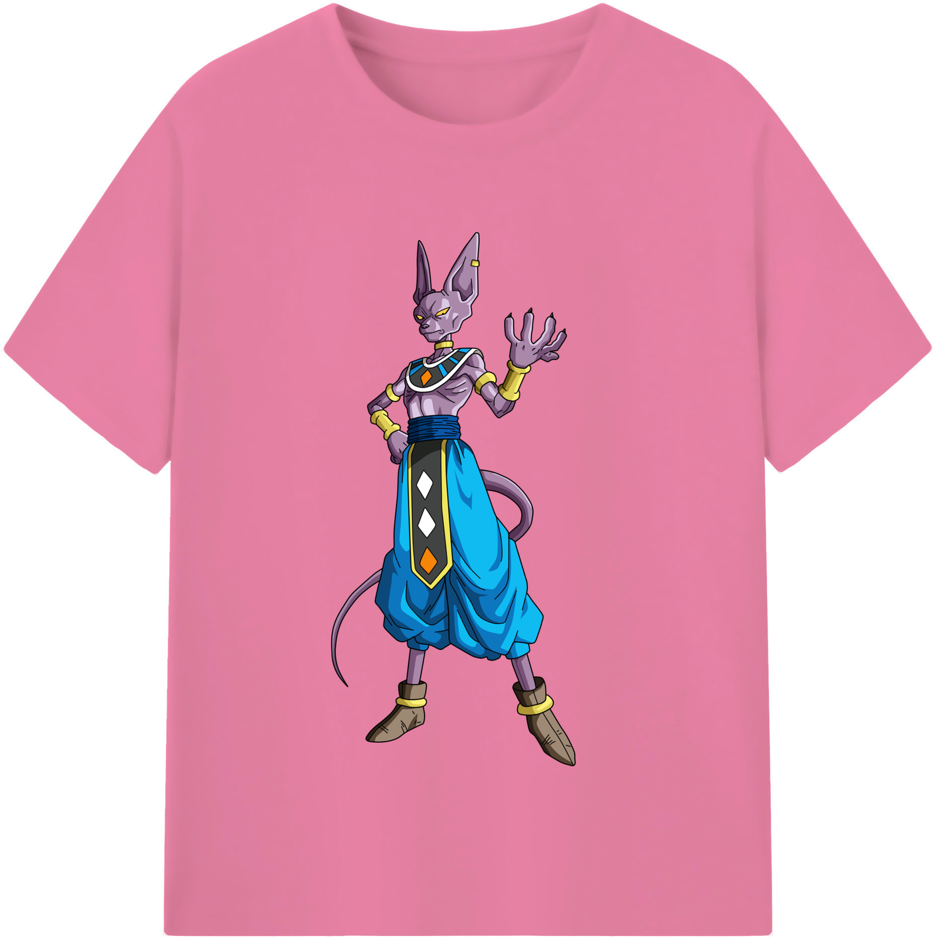 （画像用） ドラゴンボール ビルス 破壊神ビルス DRAGON BALL Beerus Birusu 綿100％半袖Tシャツ（フロントプリント）
